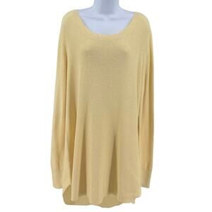 Natural Reflection Long Sweater Pastel Yellow Women XXL Knitted Pullover Stretch